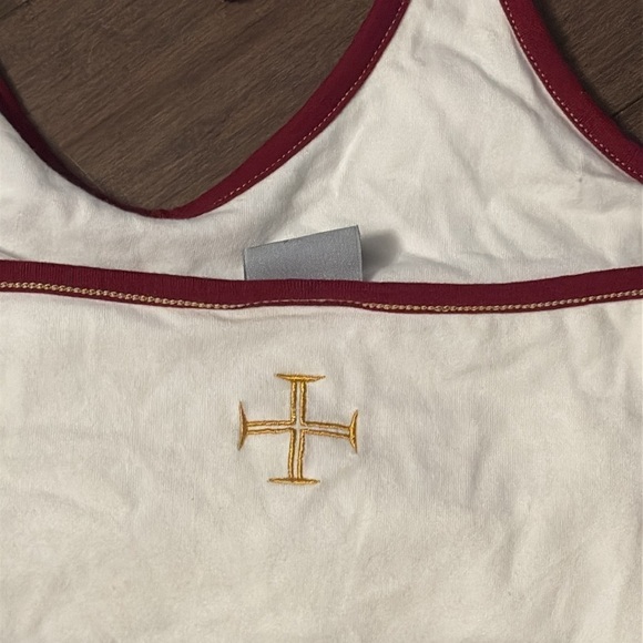 Nike Portugal size girls 12-14 halter top tie up white, shelf bra white burgundy - Picture 5 of 8